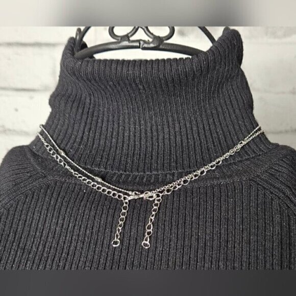 Silver Tone Love Heart Layered Choker Necklace Simple Beads Pendant - Picture 5 of 5